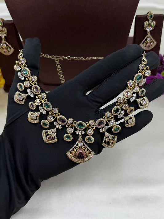 Multi Necklace Set detail shot showing Victorian work