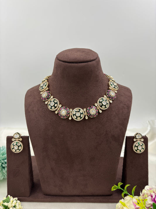 ZAYRA KUNDAN PREMIUM MOISSANITE NECKLACE deta