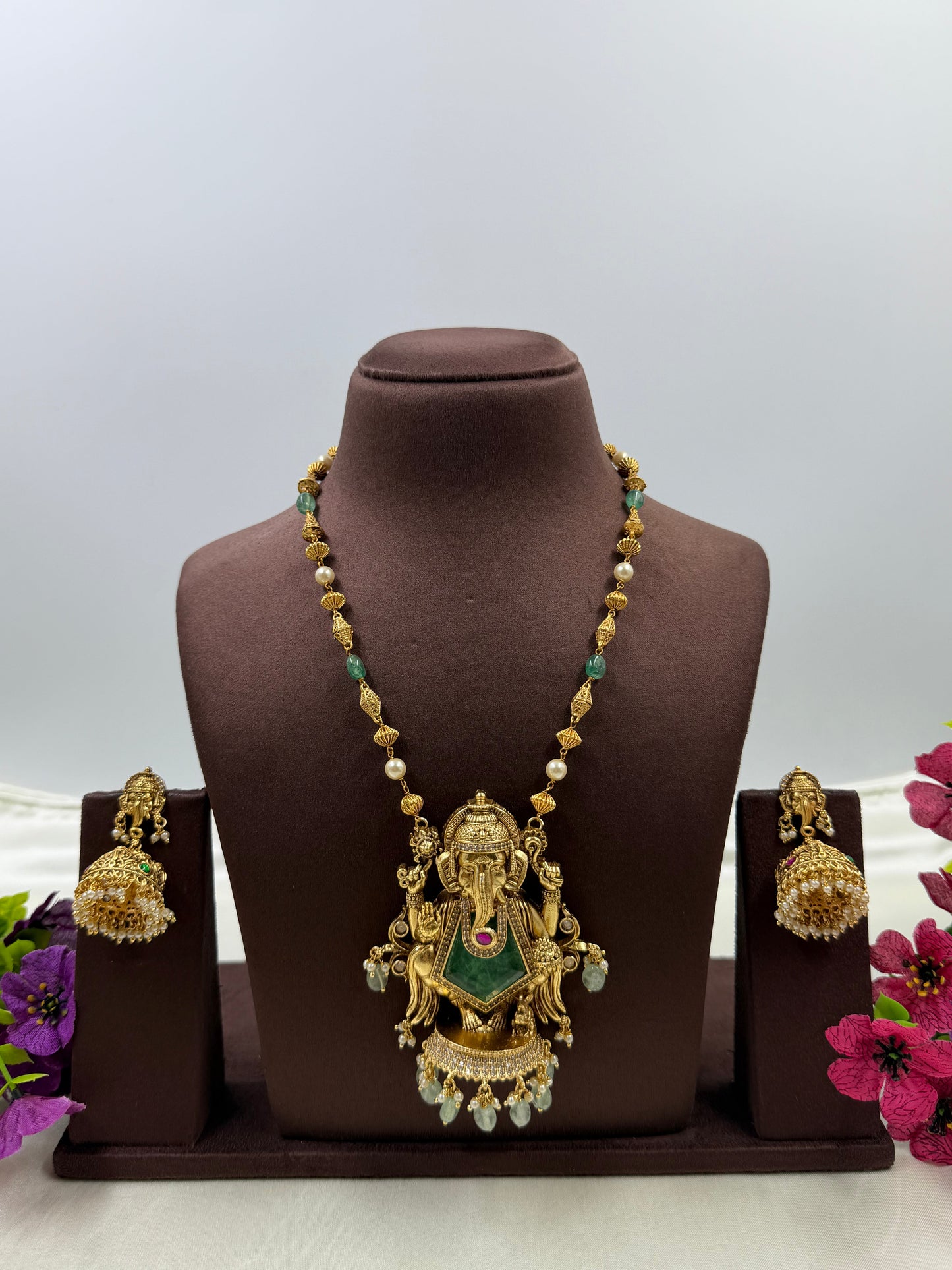 Madhuri South Indian Temple Semi-Long Necklace