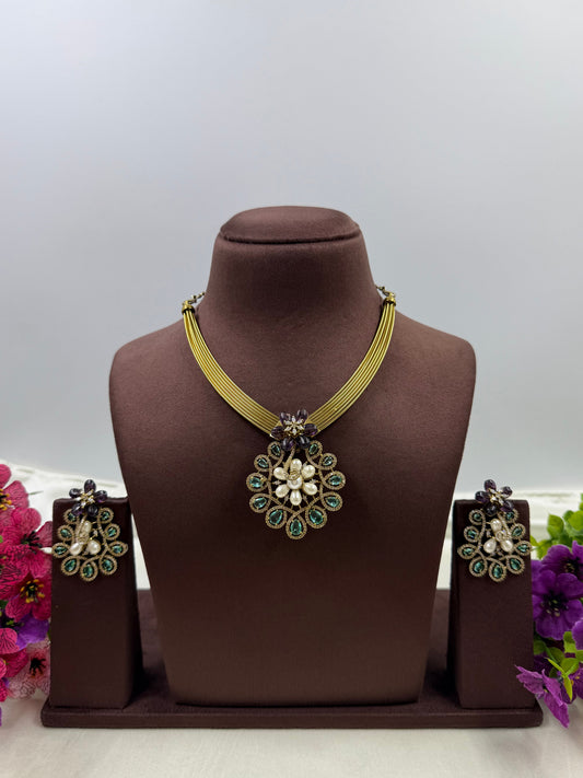 Multi Necklace Set detail shot showing Victorian work