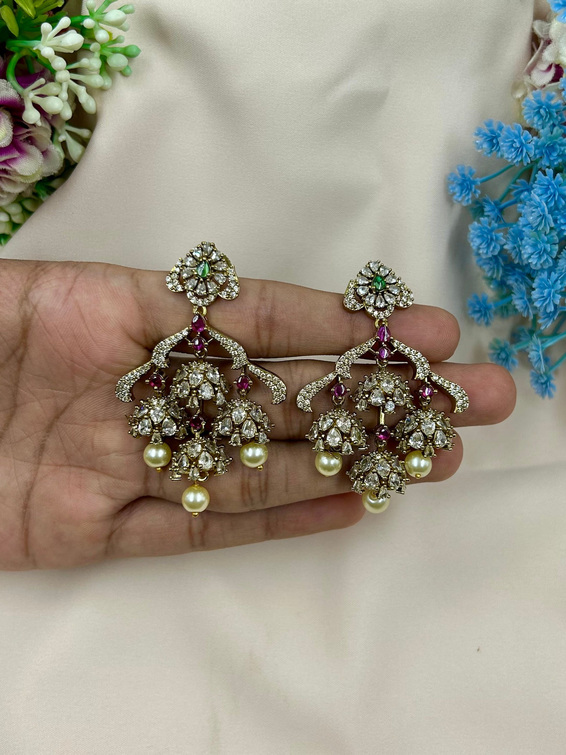 Harshita Earrings worn styled with traditional outfit