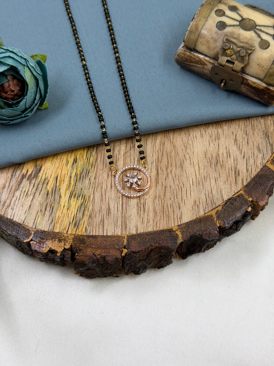 Round Floral Rose Gold Mangalsutra