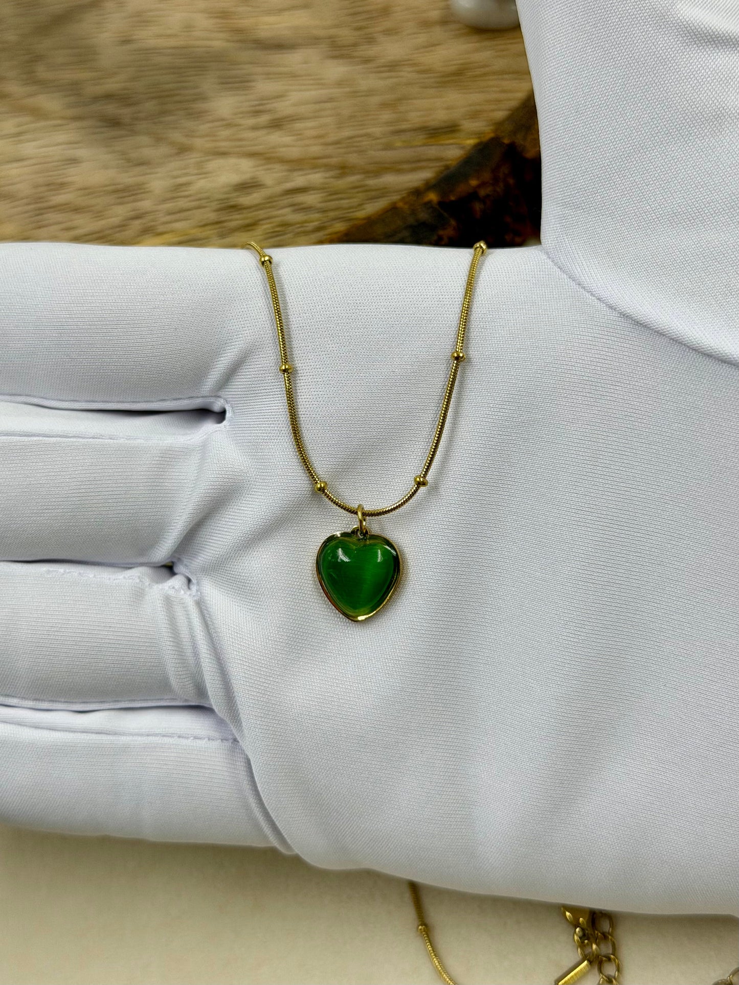 Emerald Green Oval Gold Chain