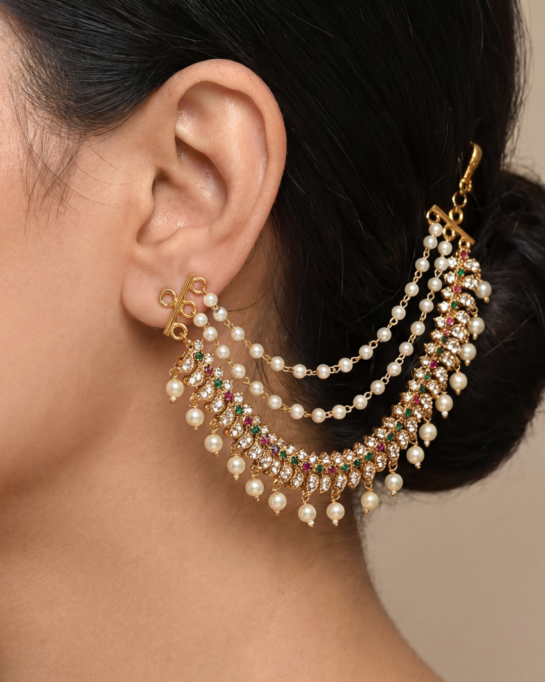 Mohini Victorian Three Layer Ear Chain