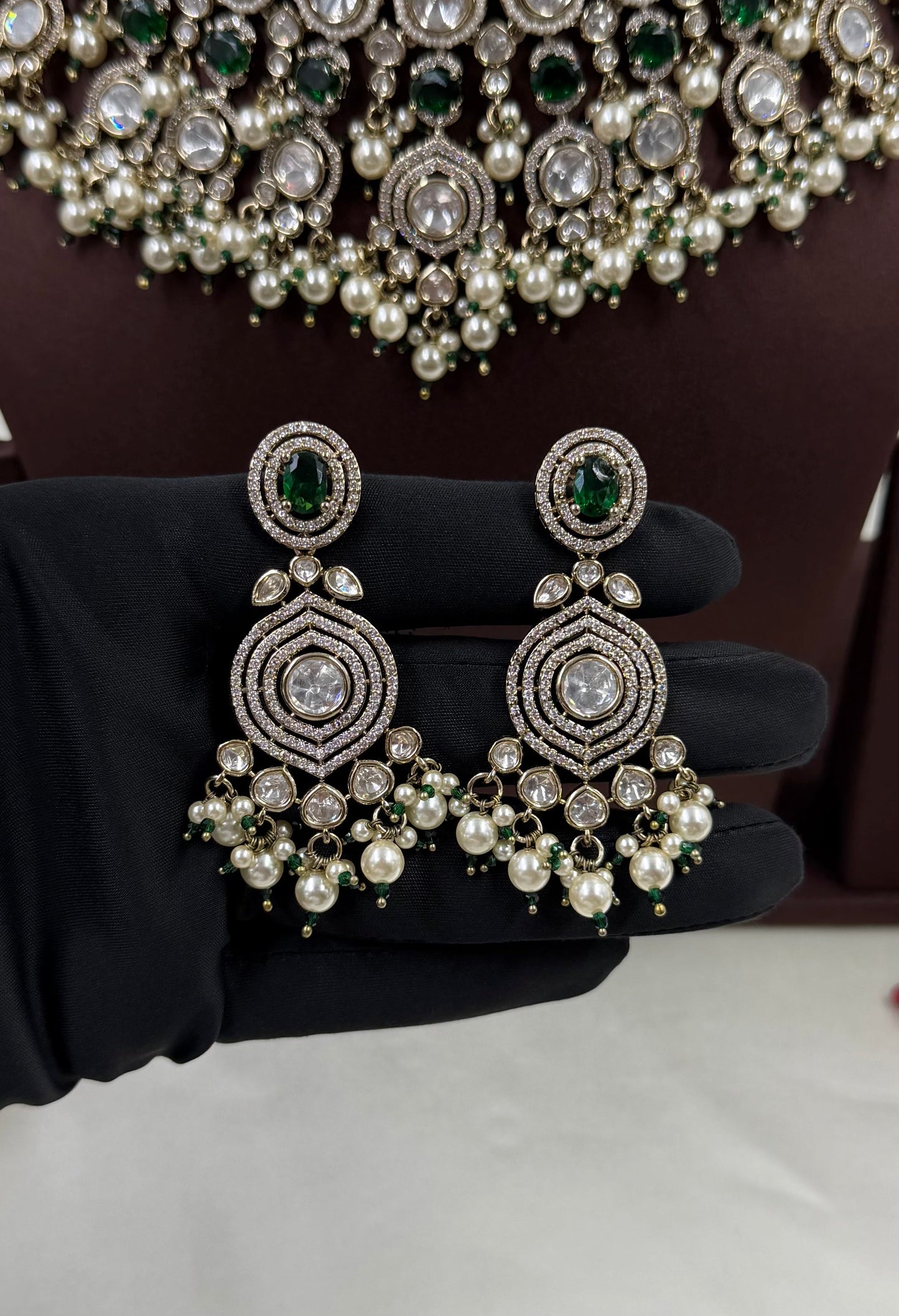 Veenita Victorian Moissanite Choker Necklace Set