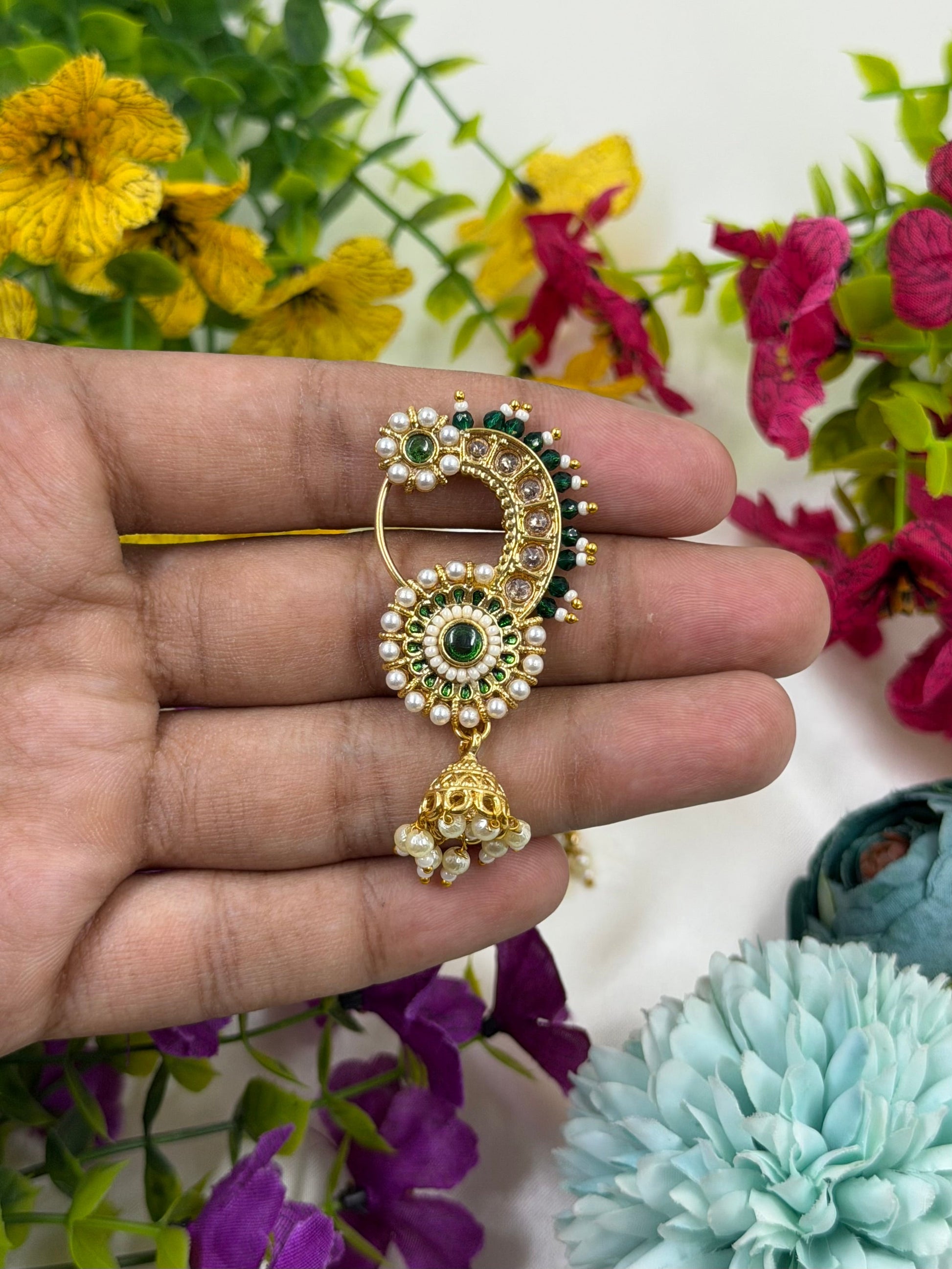 Devika Nose Ring worn styled with traditional outfit