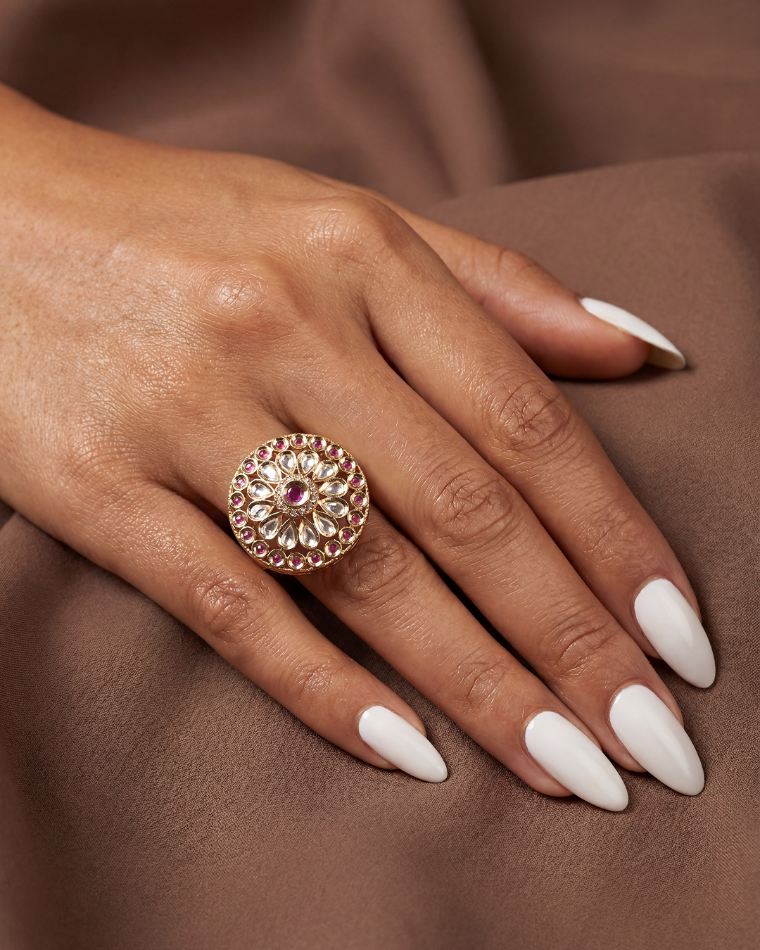 Vija Premium Moissanite Kundan Fingering
