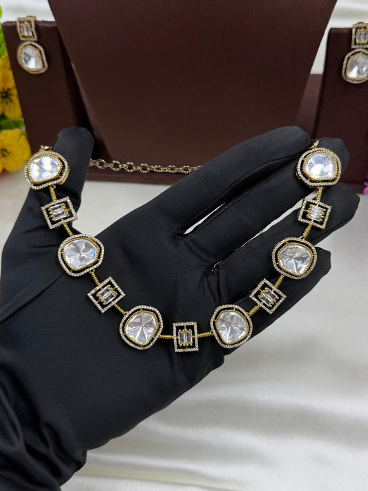 White Necklace Set detail shot showing Victorian work