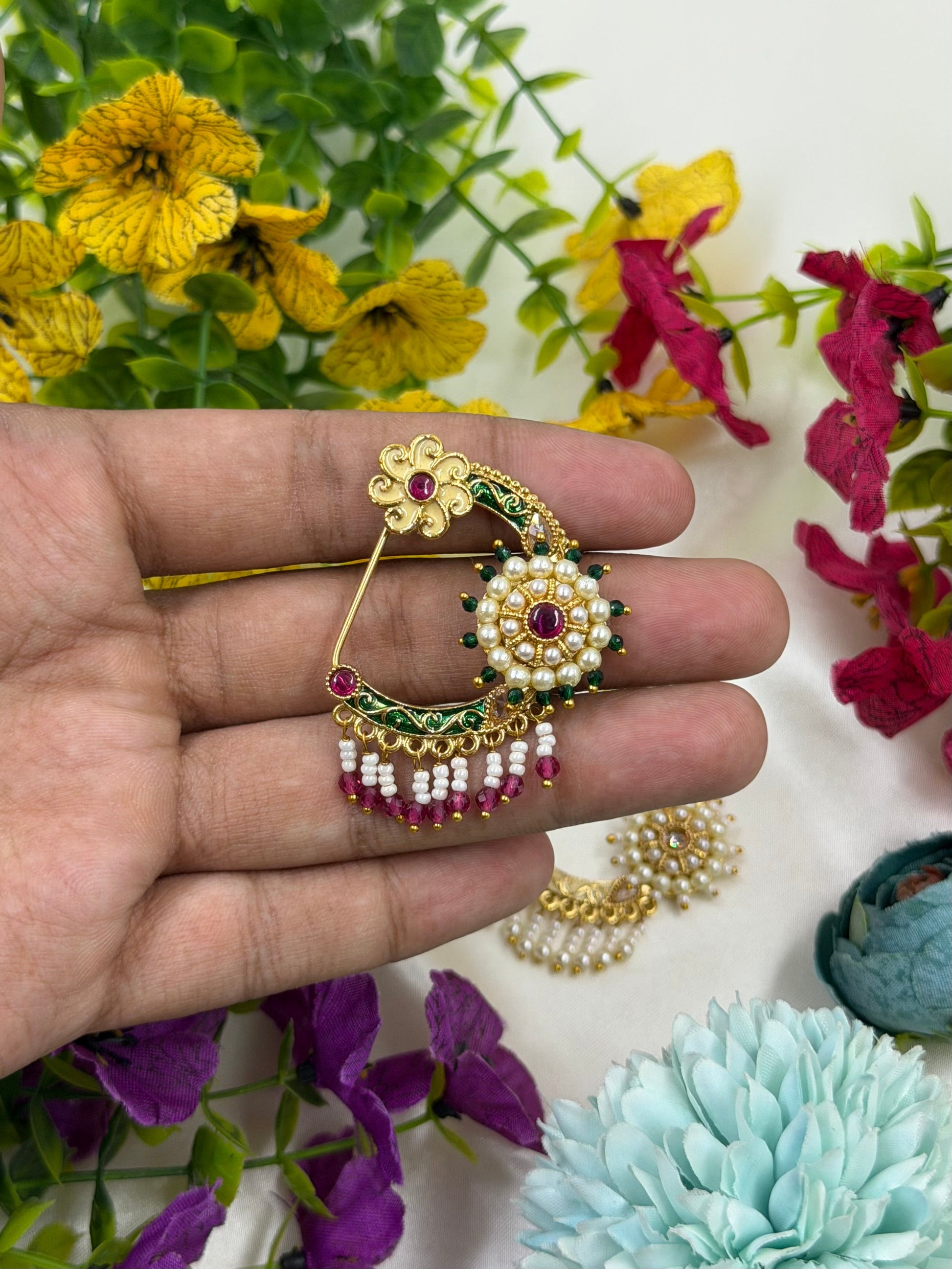 Parvat Nose Ring worn styled with traditional outfit