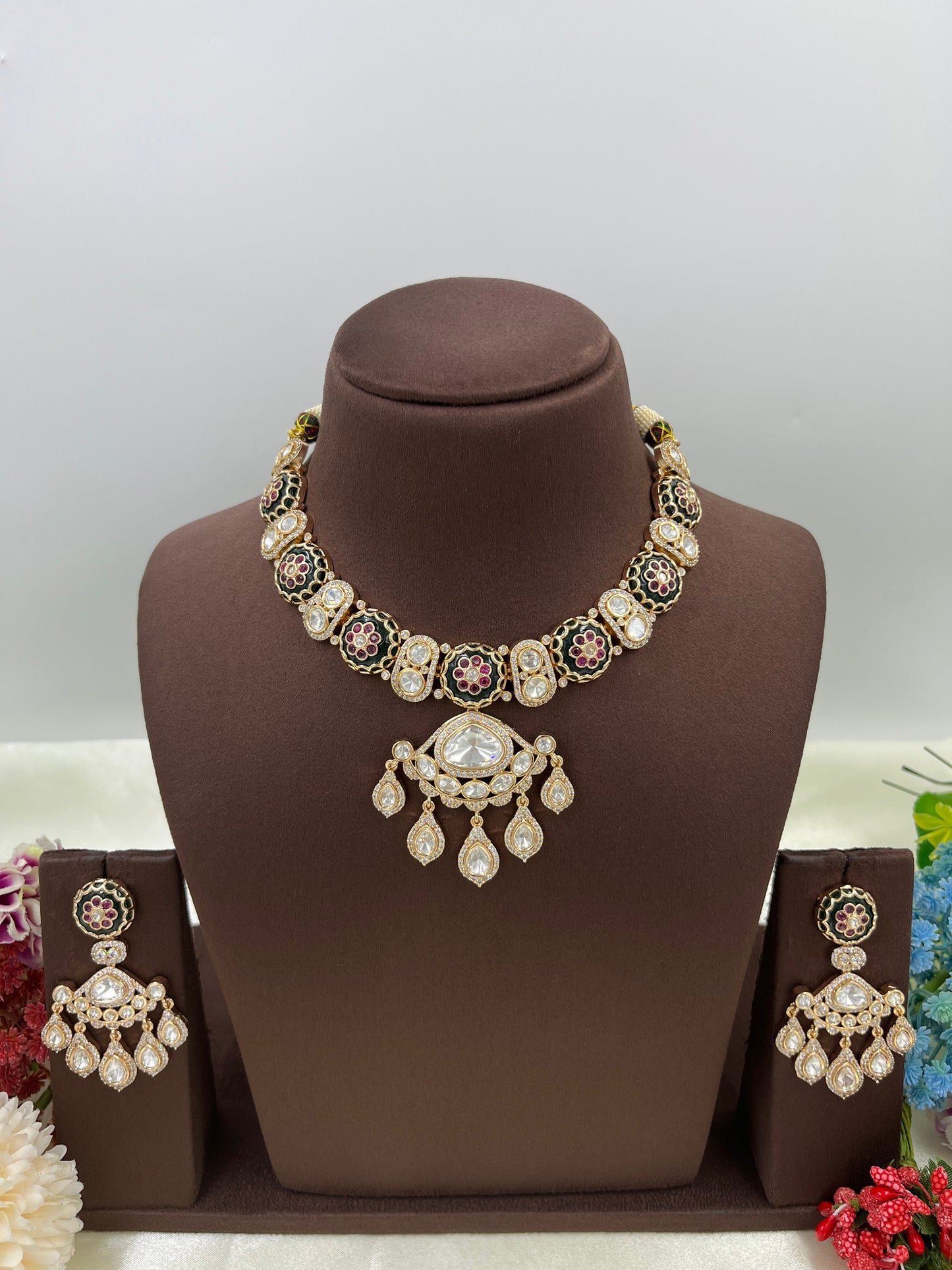 Samiksha Double Meena Kari Moissanite Necklace.