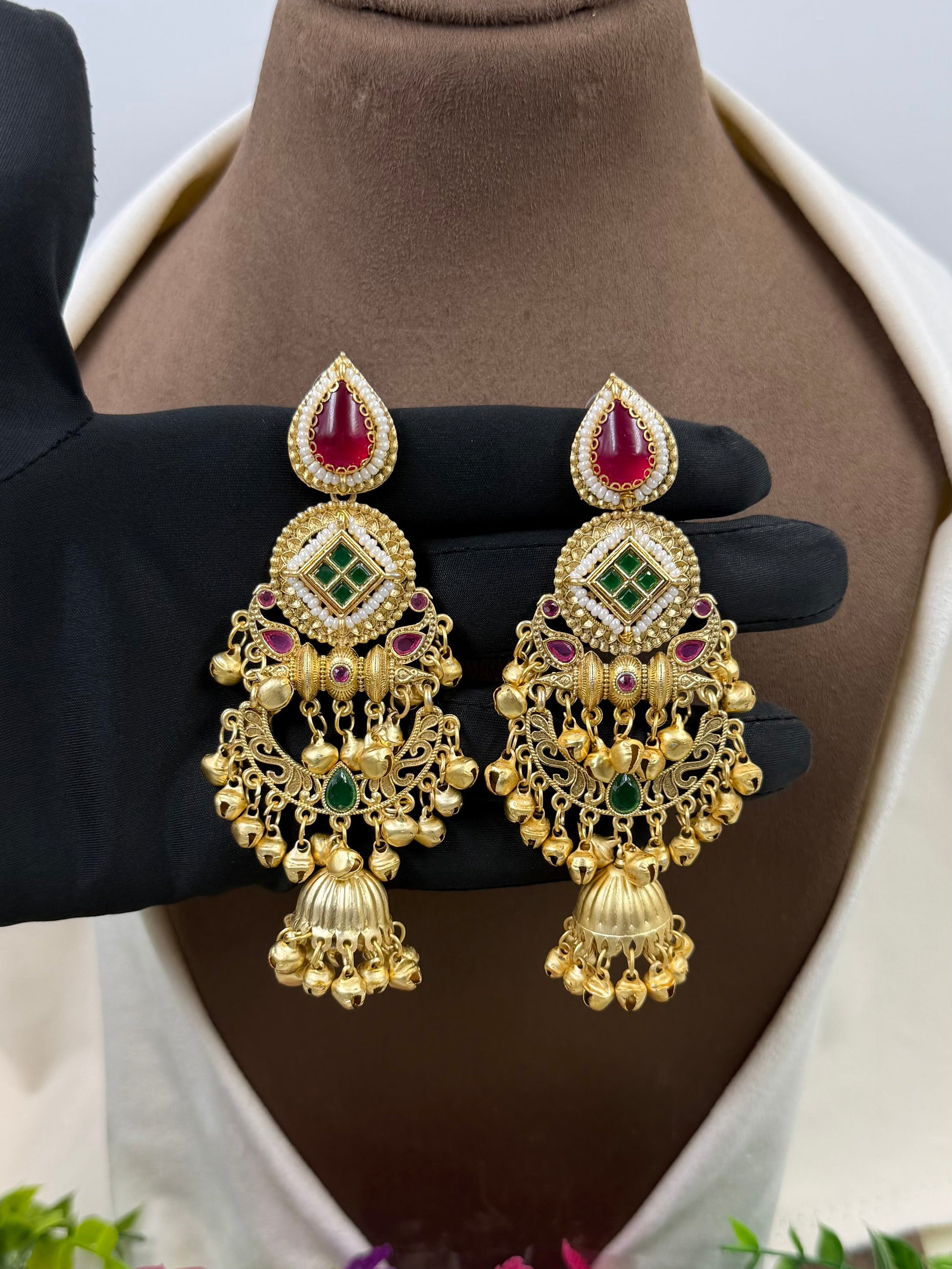 Sana Earrings worn styled with traditional outfit