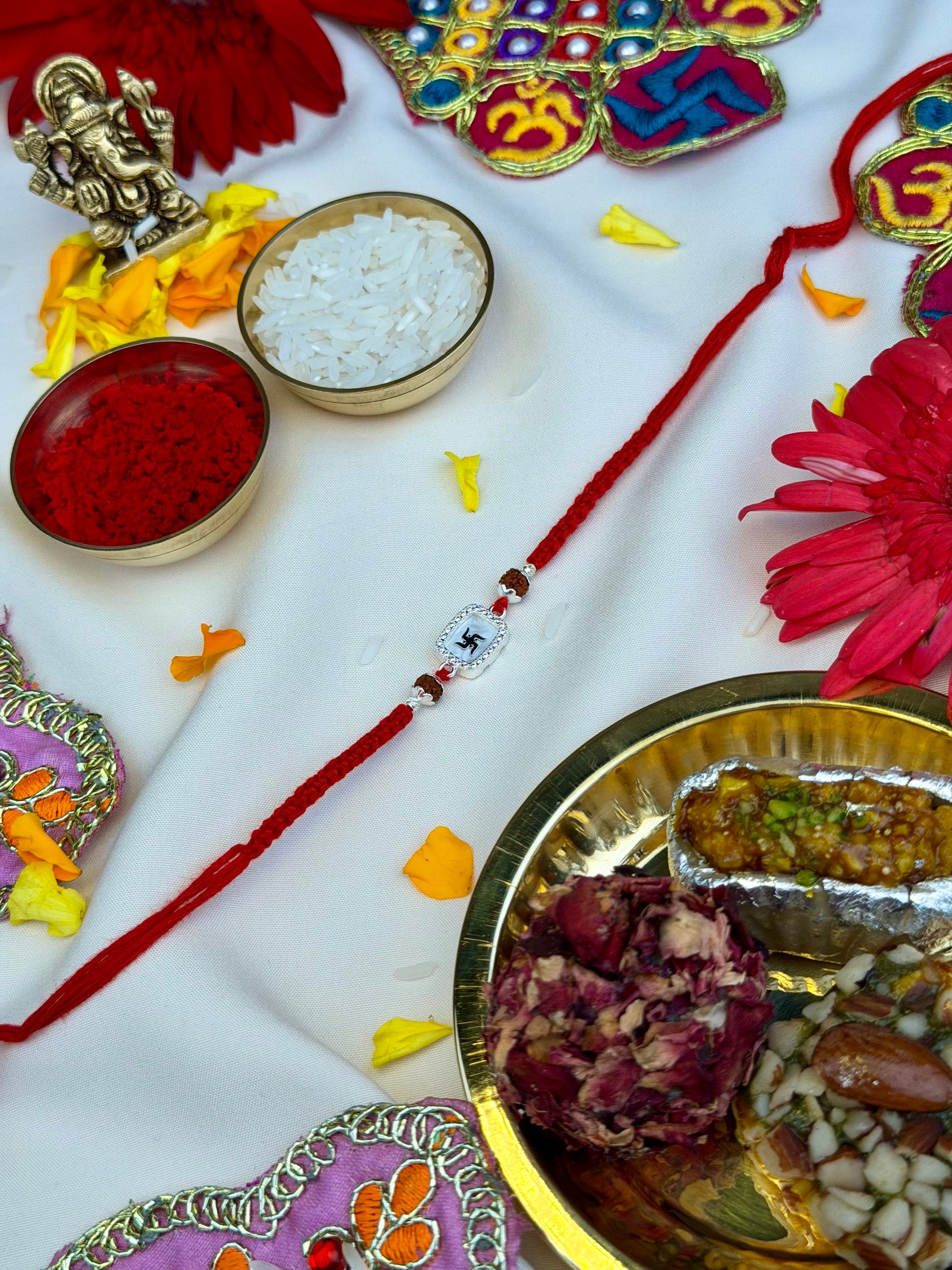 Silver Rakhi close-up view