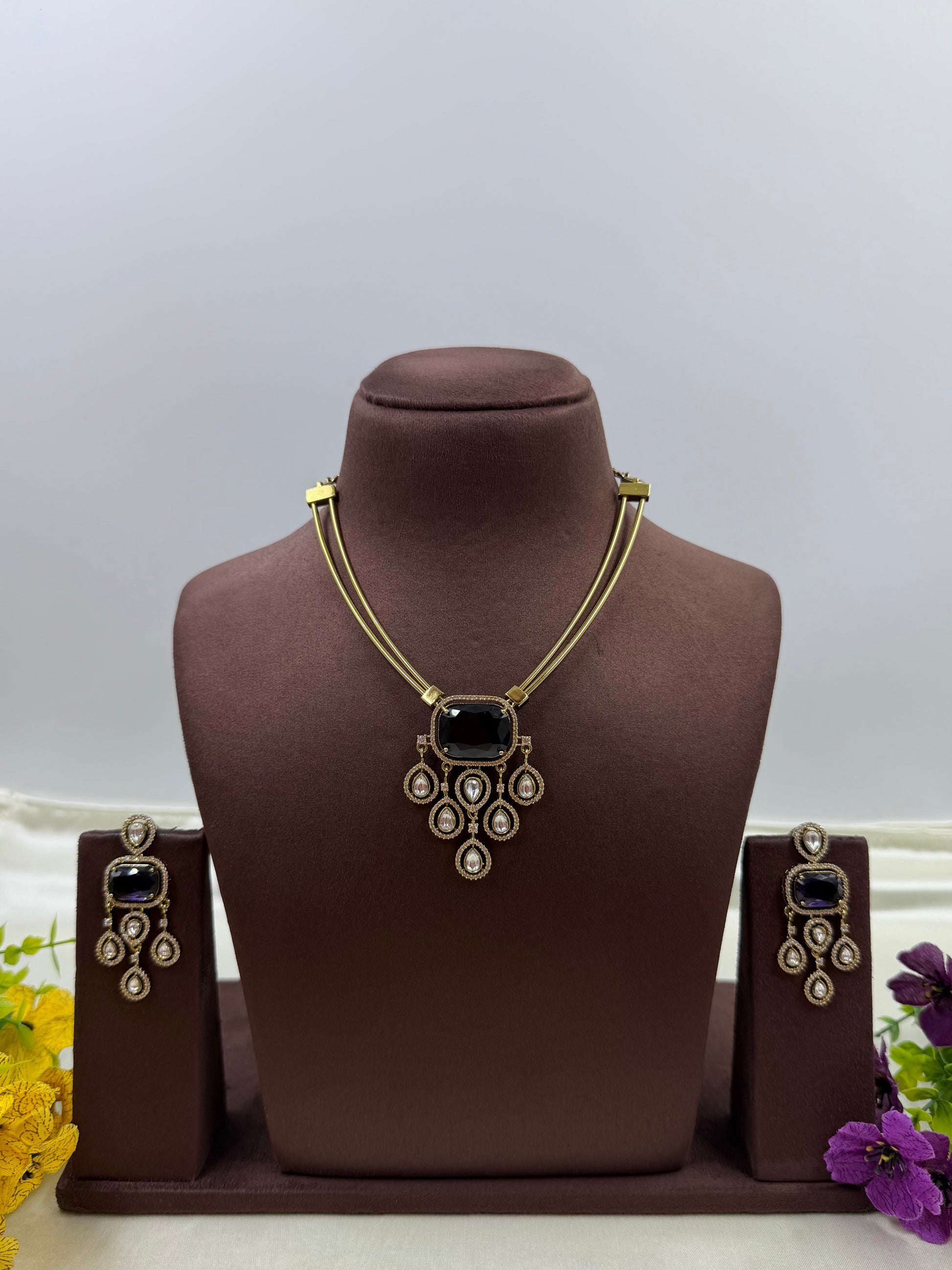 Kavya Victorian Necklace Set close-up view