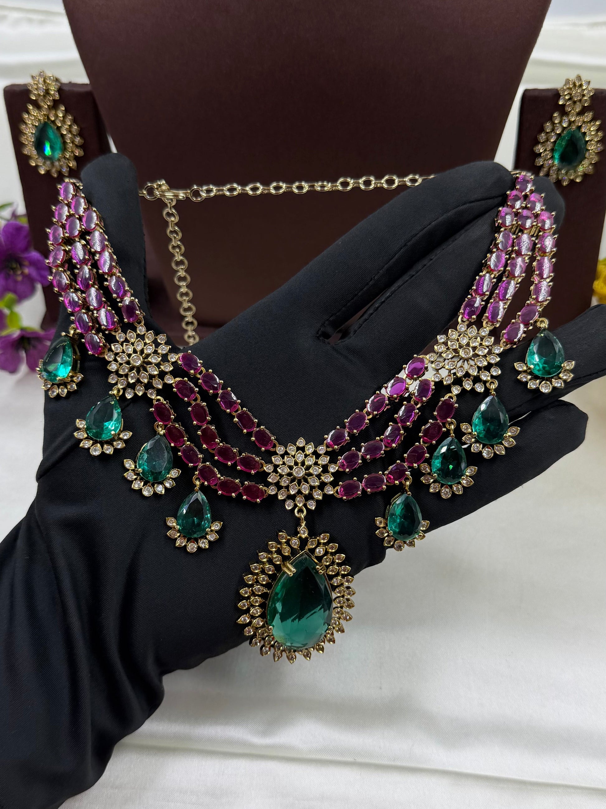 Multi Necklace Set detail shot showing Victorian work