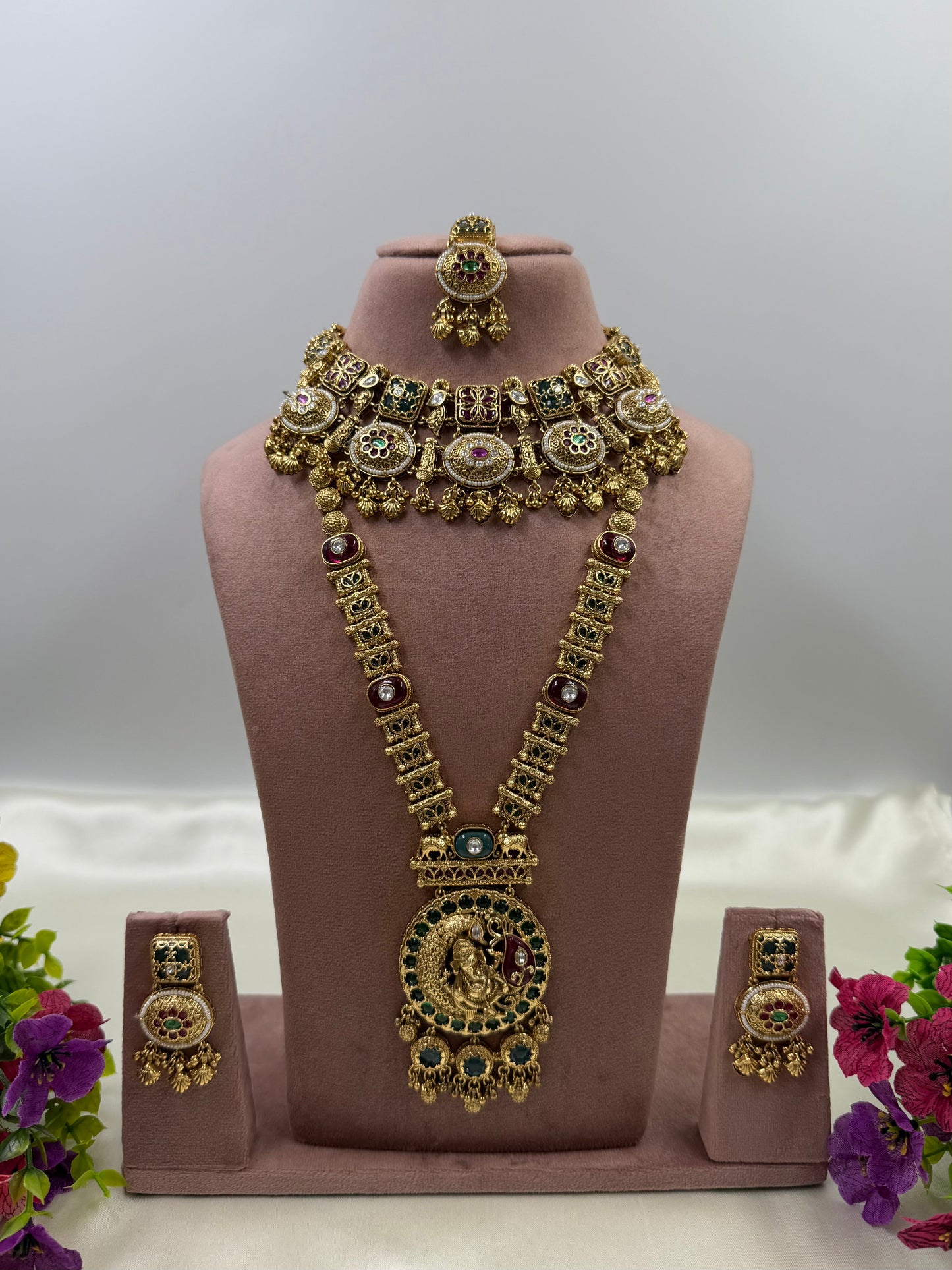 Madhavi Heritage Temple Combo Set