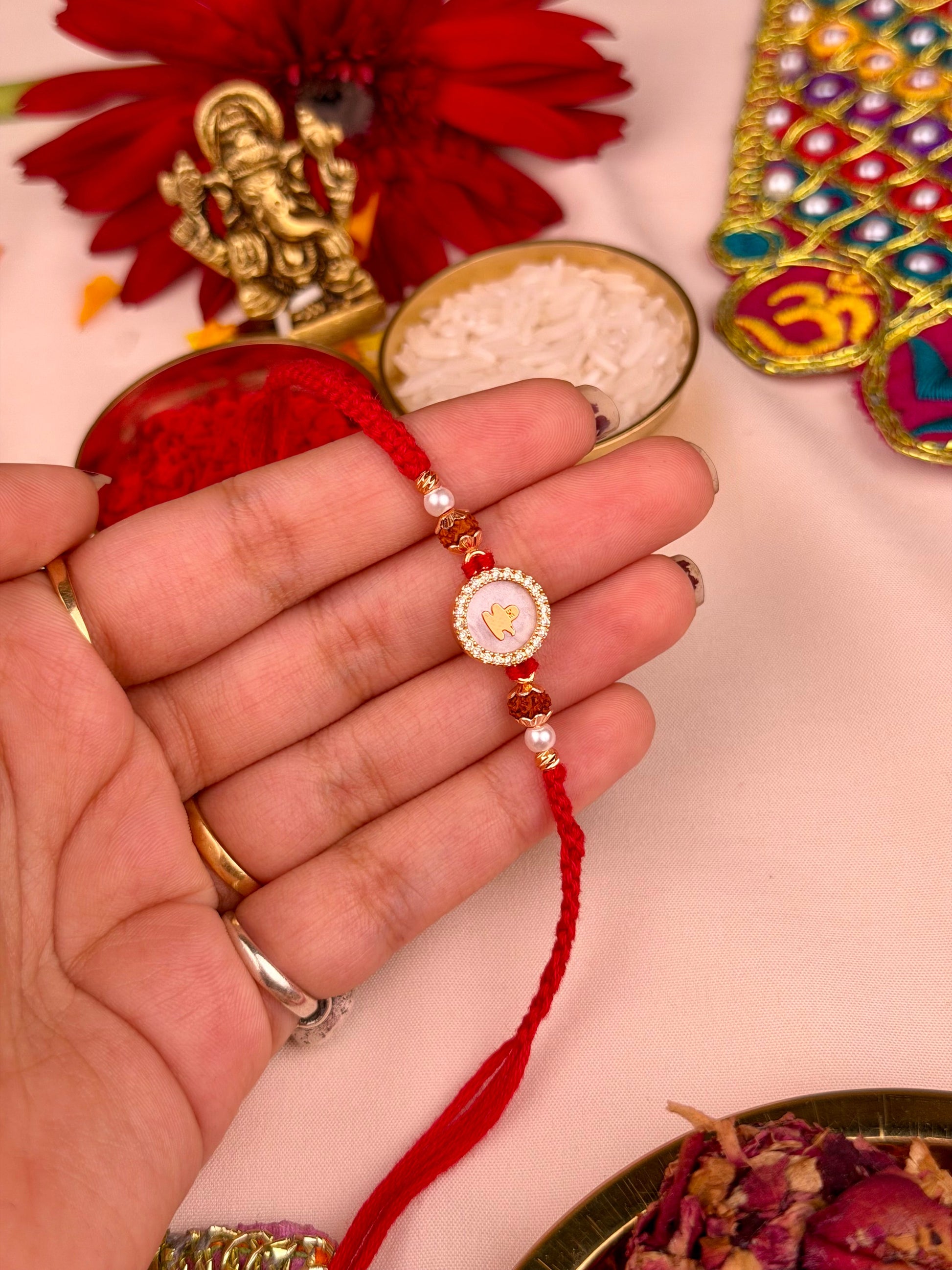 Divine Rakhi worn styled with traditional outfit