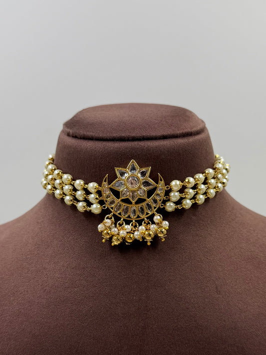 White Necklace Set detail shot showing Victorian work