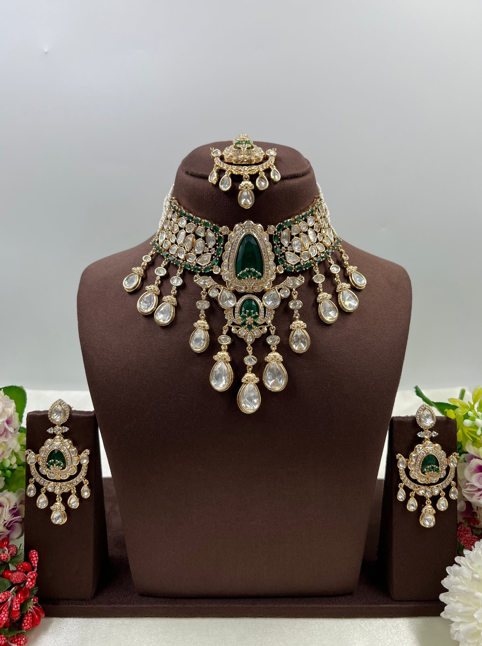 Sachi Choker Necklace Set worn styled with traditional outfit
