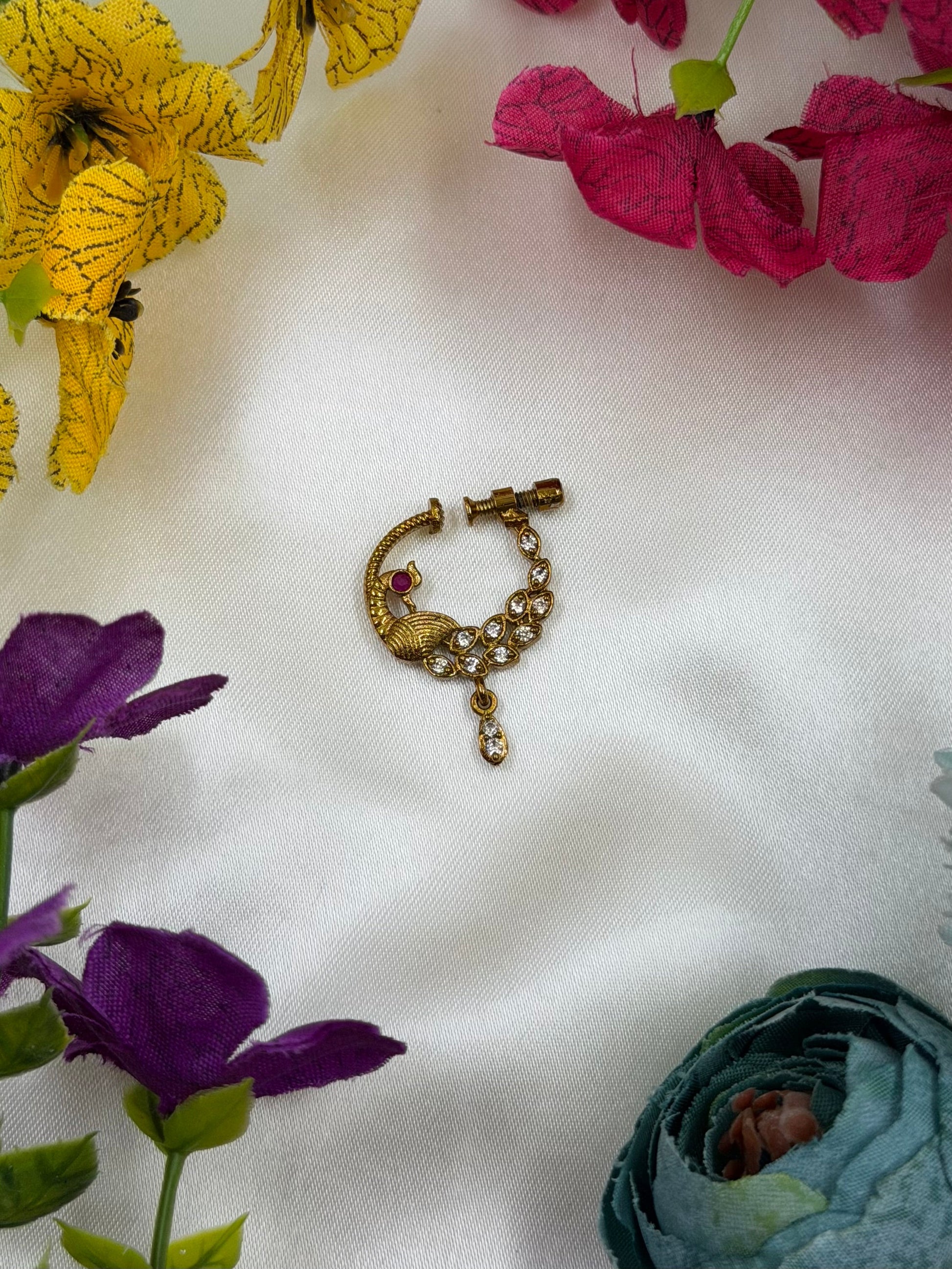 Multi Nose Ring detail shot showing intricate work