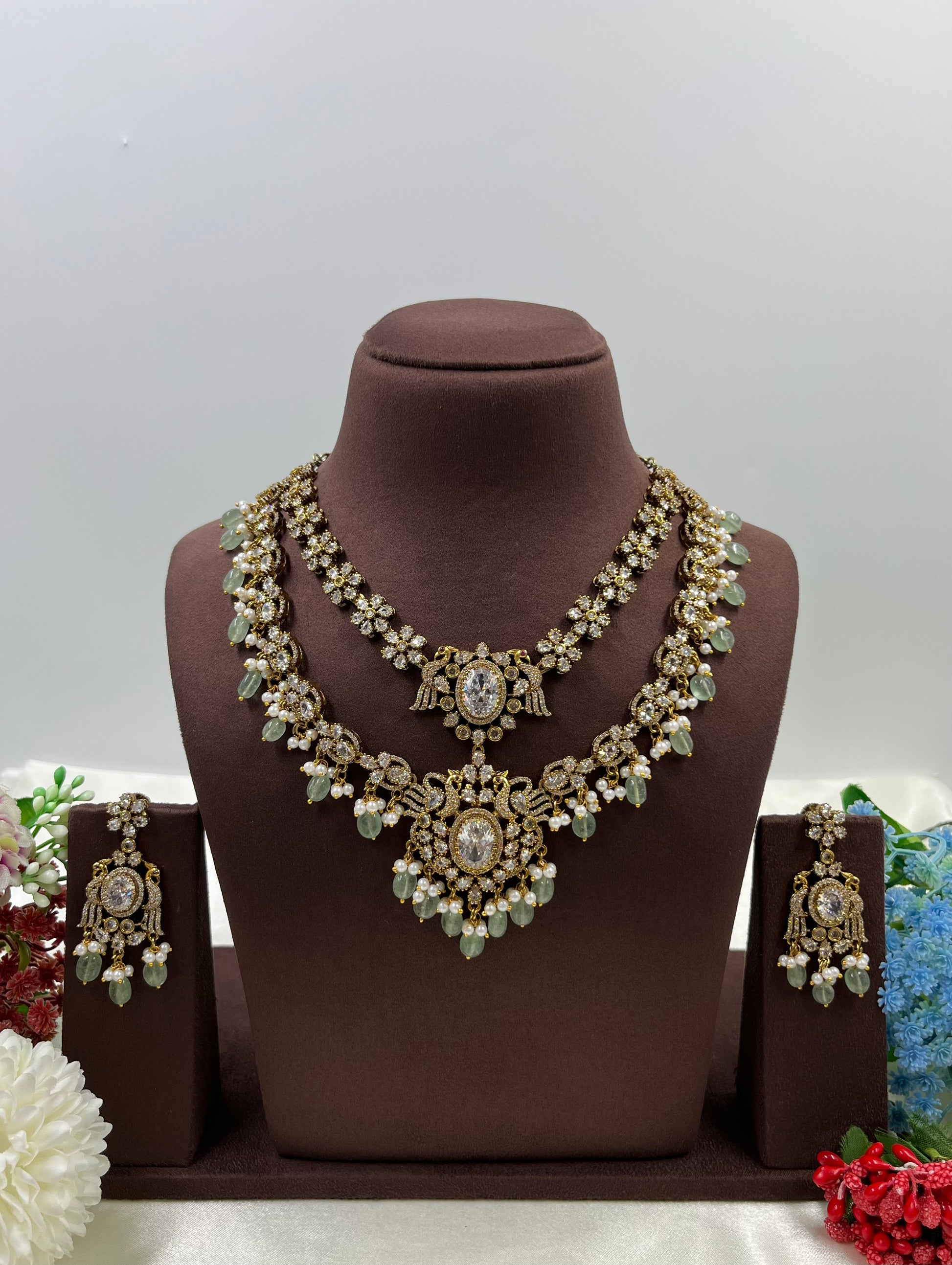 Multi Necklace Set detail shot showing Victorian work