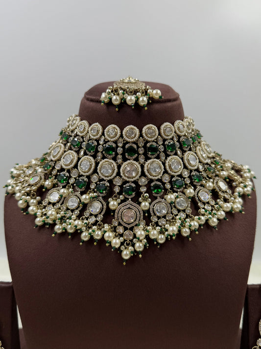 Veenita Victorian Moissanite Choker Necklace Set
