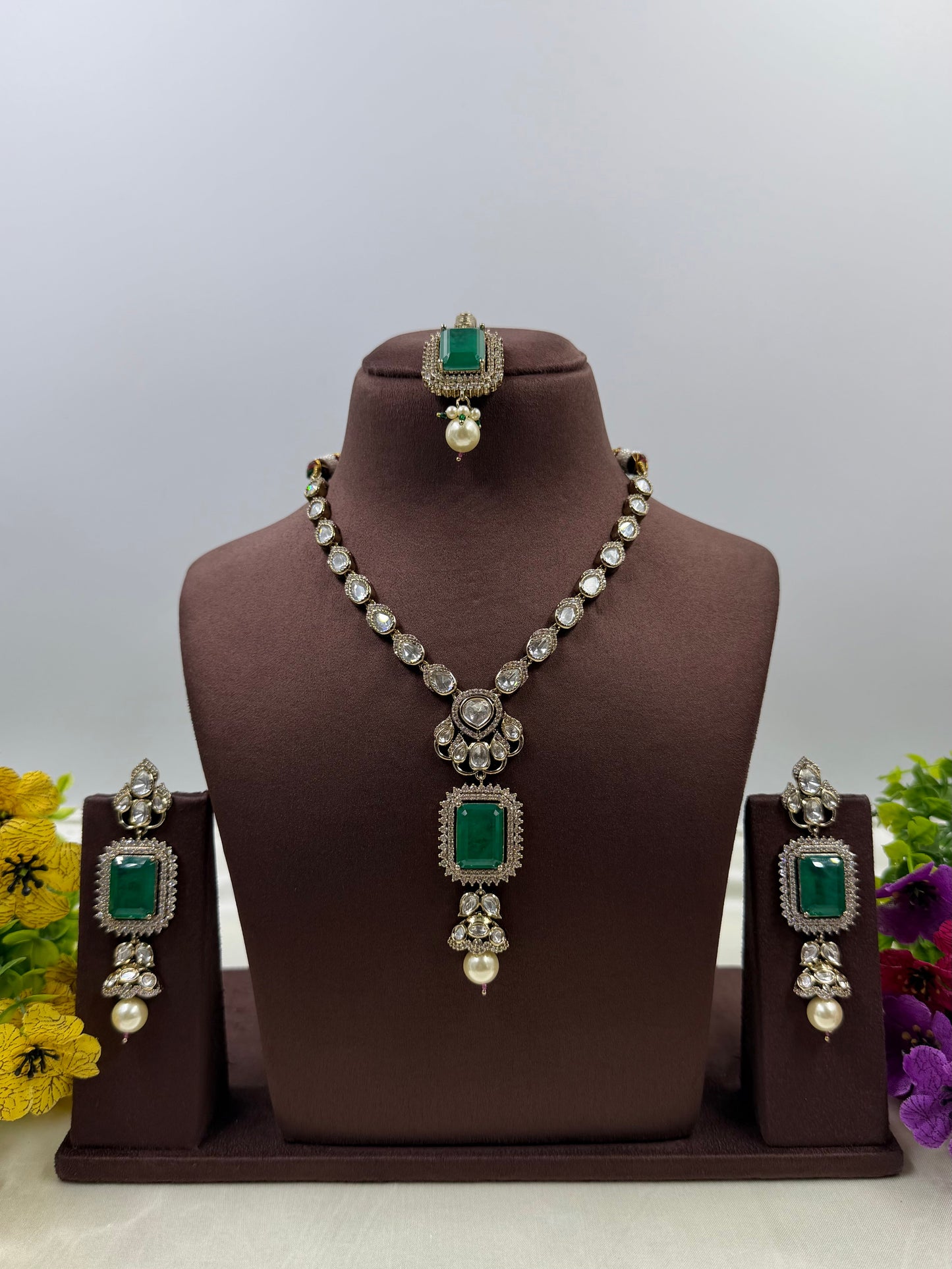 Neha Victorian Moissanite Necklace Set