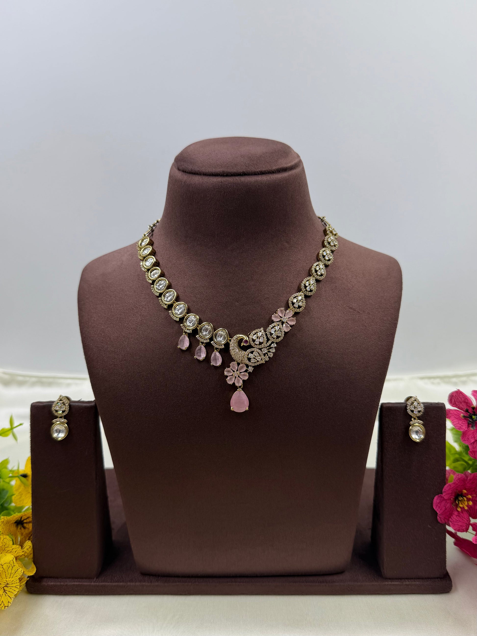 Green Necklace Set detail shot showing Victorian work