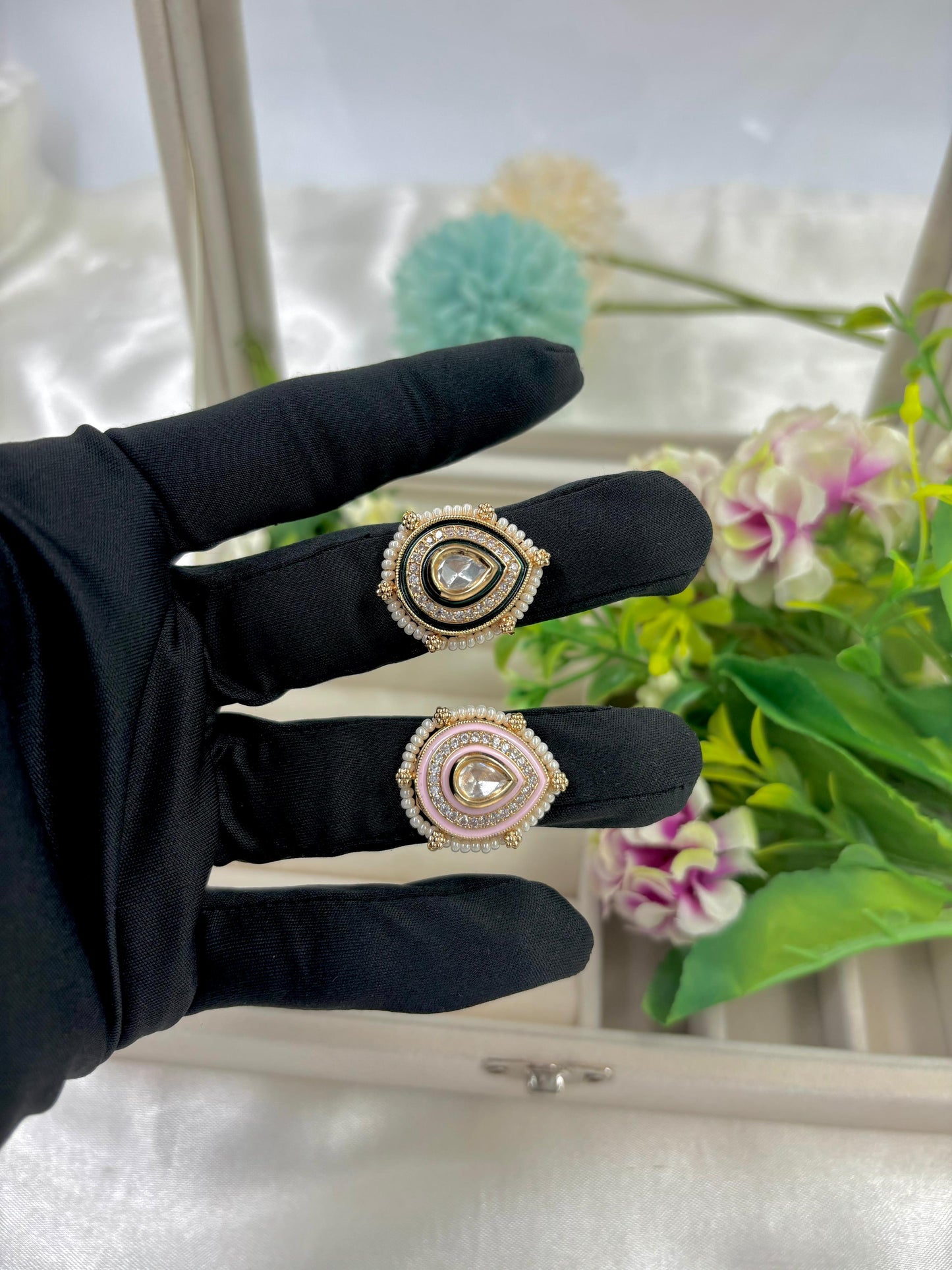 Yiva Premium Moissanite Kundan Fingering