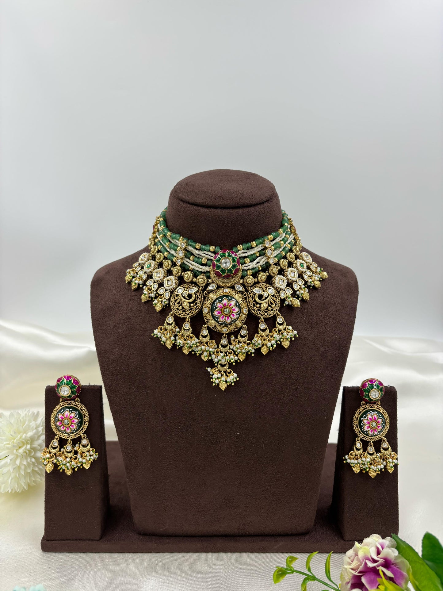 Devika Premium Antique Gold Necklace Set