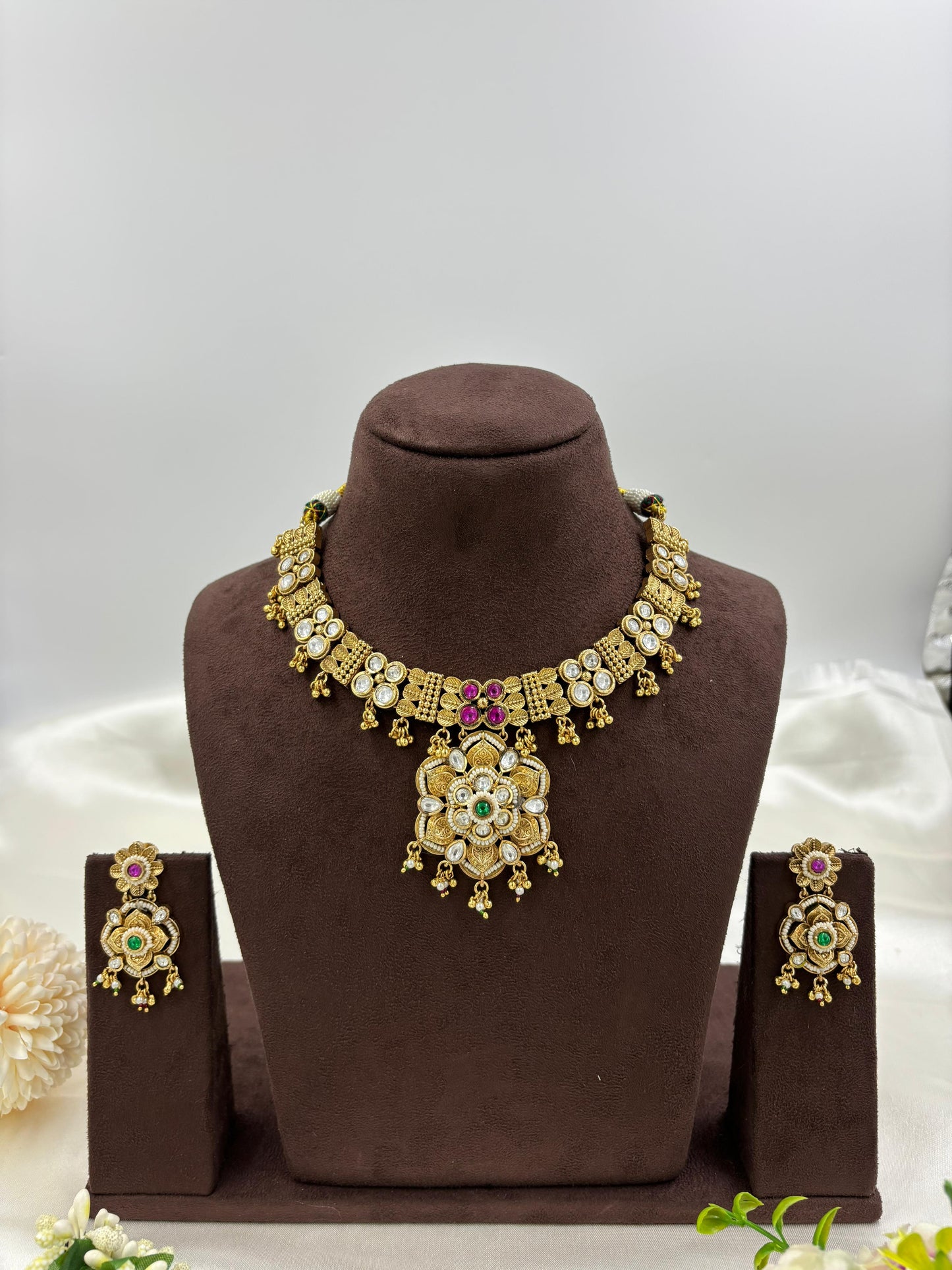 Kenya Premium Antique Gold Choker Necklace Set