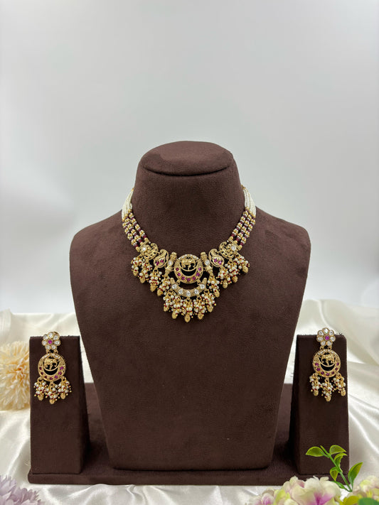 Royal Hathi Antique Gold Necklace set